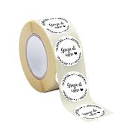 Lot de 500 étiquettes autocollantes rondes pré-imprimées avec inscription « Grazie di Coore » diamètre 5,5 cm - Homemade - Autocollants pour enveloppes, boîtes, artisanat, bricolage, remerciement.