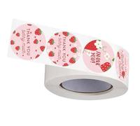 Lot de 500 étiquettes autocollantes « Thank You » en forme de fraise pour sceller enveloppe, carte, sac à bonbons, emballage de mariage, décoration de cupcakes