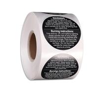 Lot de 500 étiquettes d'avertissement et autocollants de sécurité pour bougies - Étiquettes rondes noires de 3,8 cm pour pots de bougies, boîtes et conteneurs. Autocollants de sécurité pour la