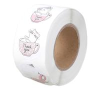 Lot de 500 étiquettes de remerciement pour emballage de gâteaux de mariage Motif chaton 25 mm