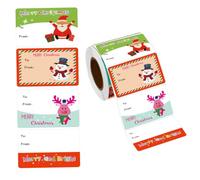 Lot de 500 étiquettes nominatives de Noël avec zone d'écriture vers/depuis, autocollants classiques à motif dessin animé vacances pour emballer des étiquettes, 5, 1 x 3, 8 cm, style A