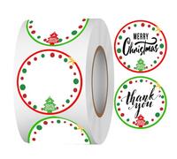 Lot de 500 étiquettes thermiques directes sur le thème de Noël, 5,1 cm, étiquettes de remerciement pour imprimante d'étiquettes thermiques, imprimante d'étiquettes d'expédition pour Noël, Nouvel An,