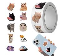 Lot de 500 feuilles d'autocollants en forme de chat mignon - Rouleau d'autocollants décoratifs en forme de chat avec 500 feuilles, matériau imprimé lumineux avec détails colorés, autocollant de salle