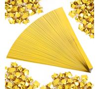 Lot de 500 feuilles de papier origami en forme d'étoile - Bandes dorées brillantes pour loisirs créatifs, projets de tissage, décoration de cadeaux de fête (25,4 x 1 cm, style uni)