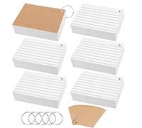 Lot de 500 fiches de vocabulaire A7 avec intercalaires blancs pour apprentissage du vocabulaire, école, bureau, maison