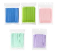 Lot de 500 micro pinceaux applicateurs couleurs assorties pour extensions de cils et nail art