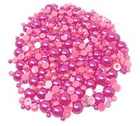 Lot de 500 mini perles en résine rose vif pour création de cartes