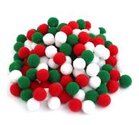 Lot de 500 mini pompons multicolores de 15 mm,petits pompons en peluche,boules en feutre pour décoration d'anniversaire et de mariage,décoration amusante,bricolage,couture,artisanat,rouge,vert,blanc