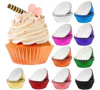 Lot de 500 moules à cupcakes en aluminium de taille standard de 5,1 cm - Pour décoration de cupcakes - Pour mariages, anniversaires, fêtes prénatales, fêtes, dessus 2,76 x 1,97 x 3 cm