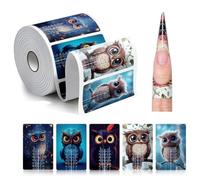 Lot de 500 moules en papier PET pour extensions d'ongles en acrylique et french manucure française avec motifs chouettes et papillons