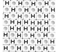 Lot de 500 perles cubiques en acrylique avec lettre H pour fabrication de bracelets, colliers, bijoux (STU-500FZM-H) - Blanc - 6 x 6 mm