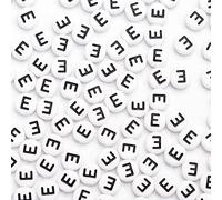 Lot de 500 perles en acrylique avec lettres de l'alphabet - 7 x 4 mm - Pour la fabrication de bijoux, voyelles - Lettre E - Pour la fabrication de bracelets et colliers