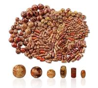 Lot de 500 Perles en Bois à Motifs Avec Trous - Différentes Formes pour Bricolage, Enfilage et Bijoux DIY