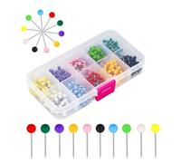 Lot de 500 punaises à tête ronde de 0,6 cm, 10 couleurs, pointes en acier pour carte du monde, tableau en liège, marquage de tissu, couture