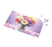 Lot de 500 puzzles colorés pour fille de 3 ans, bouquet de marguerites colorées dans un vase en verre, puzzle pour adultes, 500 pièces