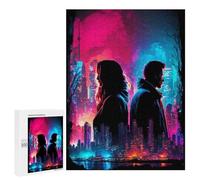 Lot de 500 puzzles pour adolescents Neon Nightscape Romance Jeu pratique mais amusant et humoristique pour anniversaire, Noël 500 pièces