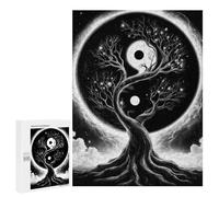 Lot de 500 puzzles pour adolescents Noir et Blanc Yin Yang Space Tree Puzzle pour Adultes Jouets Anti-stress Défi Difficile Anniversaire