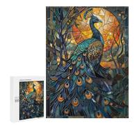 Lot de 500 puzzles pour adolescents Radiant Stained Peacock pour adultes, jeux relaxants, décoration parfaite, cadeaux d'anniversaire et uniques 500 pièces