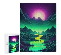 Lot de 500 puzzles pour adolescents Synthwave Abstract Odyssey Jeux familiaux Assemblage de motifs Anniversaire et Noël 500 pièces
