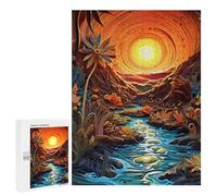 Lot de 500 puzzles pour adolescents Whimsical Sunset Stream Adolescents Puzzle Anti-stress Vacances à la maison Défi éducatif 500 pièces