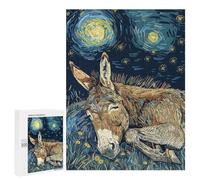 Lot de 500 puzzles pour adultes Donkey Sleeping Under Starry Night Sky Puzzles pour adultes Jeux de relaxation Offre d'assemblage de motifs Cadeau pour toute la famille 500 pièces