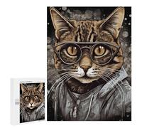 Lot de 500 puzzles pour adultes - Élégant - Impression d'art de chat - Jouet anti-stress - Vacances à la maison - Défi à résoudre - 500 pièces