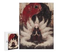 Lot de 500 puzzles pour adultes Kitsune avec Yin Yang - Jeu d'ingéniosité - Cadeau d'anniversaire - Aide à l'exercice du cerveau - 500 pièces