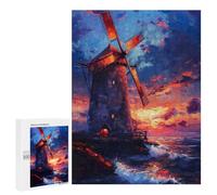 Lot de 500 puzzles pour adultes - Moulin à vent - Jeu de puzzle - Cadeau d'anniversaire - Difficile et difficile - 500 pièces
