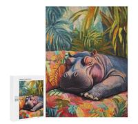 Lot de 500 puzzles pour adultes - Puzzle hippopotame endormi pour adultes - Jeu de réflexion, compétition de vitesse, jeu difficile, idée cadeau 500 pièces