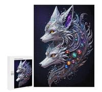 Lot de 500 puzzles pour adultes Silver Dual Fox Puzzle pour adultes - Jeu de puzzle - Cadeau d'anniversaire - Difficile et difficile - 500 pièces