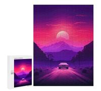 Lot de 500 puzzles pour adultes Synthwave Sunset Car Jeu familial analyse et logique interaction parents-enfants 500 pièces