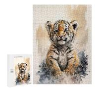 Lot de 500 puzzles pour adultes Tiger Watersketch Drawing Jeu d'ingéniosité mais amusant et cadeaux humoristiques pour amis et famille 500 pièces