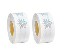 Lot de 500 rouleaux d'autocollants de Noël pour cartes, 2 autocollants en feuille d'or et d'argent en forme de flocon de neige, autocollants pour enveloppes de Noël, invitations, cartes, cadeaux