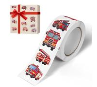 Lot de 500 rouleaux d'autocollants en forme de camion de pompier, imperméables, décoratifs, pour enfants et adultes, papier cadeau pour bagages, skateboard, ordinateur portable