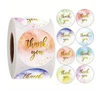 Lot de 500 rouleaux d'autocollants ronds dorés de 2,5 cm pour emballage, sacs cadeaux, mariages, enveloppes et commandes de petites entreprises