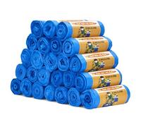 Lot de 500 Sacs Poubelle 20L - 25 Rouleaux de 20 Sacs - 45x48 cm - Bleu - Épaisseur 15 Microns - Résistants pour usage quotidien