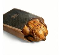 Lot de 500 Sacs Poulet Rôti XL & Poularde Ingraissables - 20+7x35 cm - Papier Alimentaire Décoré Rôtisserie - Sachet Anti-Fuite Maintien au Chaud pour Boucherie, Traiteur et Vente à Emporter
