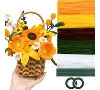 Lot de 500 tiges de déboucheur en chenille pour le bricolage et le bricolage floral, bâtonnets flous, jaunes