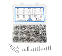 Lot de 500 vis à six pans creux M3/M4/M5 en acier inoxydable avec écrous et rondelles pour machines, électronique et réparations générales