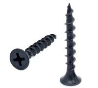 Lot de 500 vis pour cloison sèche #6 x 3,8 cm - Entraînement cruciforme, tête bombée, filetage épais, pointe tranchante, finition phosphate noire, embout inclus - DHD6114-500C