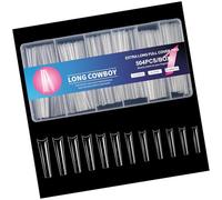 Lot de 504 faux ongles artificiels longs en forme de cercueil en ABS Application facile pour manucure à la maison Durabilité Décalques artificiels Paillettes pour femme