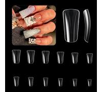 Lot de 504 faux ongles transparents en forme de canard - Demi-couvrance - À presser - Pour manucure