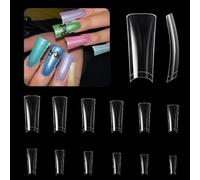 Lot de 504 faux ongles transparents en forme de canard - Demi-couvrance - À presser - Pour manucure