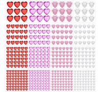 Lot de 516 autocollants en forme de cœur en strass - Pour le visage - En acrylique - Pour manucure, Saint-Valentin, scrapbooking, bricolage