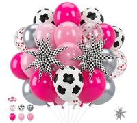 Lot de 52 ballons d'anniversaire motif vache sacrée I'm One pour filles - Ballons de fête avec feuille d'étoile explosion à pois de 55,9 cm, confettis rouges, imprimé vache et ballons en latex blush