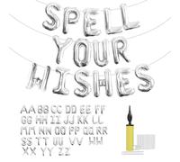 Lot de 52 ballons en aluminium avec lettres de l'alphabet de A à Z - Bannière personnalisée pour anniversaire, fête prénatale, décoration de fête de mariage (argent)