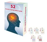 Lot de 52 cartes de compétences d'adaptation à l'anxiété - Gestion du stress et de l'anxiété sociale pour adultes, soulagement de l'anxiété sociale et soins personnels avec boîte d'emballage
