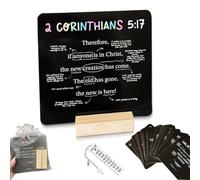 Lot de 52 cartes d'Écriture - Un verset biblique cartographié pour chaque semaine de l'année - Avec support en bois - Pour enseigner à l'école du dimanche - Cadeau chrétien - Outil de dévotion