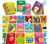Lot de 52 cartes mémoires de mots, 52 mots CVC et 52 mots CVCC, CCVC cartes double face avec 2 anneaux, apprentissage phonique du vocabulaire, outil éducatif pour maternelle, tout-petits