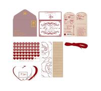 Lot de 52 enveloppes rétro en forme de cœur et lettres pour anniversaire de mariage, cartes d'amour, enveloppes